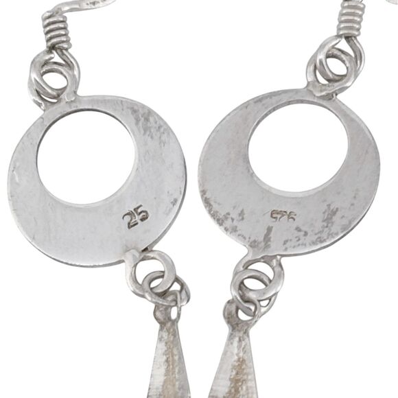 Vintage Sterling Silver 925 Dangling Circle Spike Earrings - Picture 4 of 6